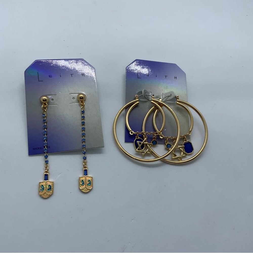 Leith Gold and Blue Earrings Set